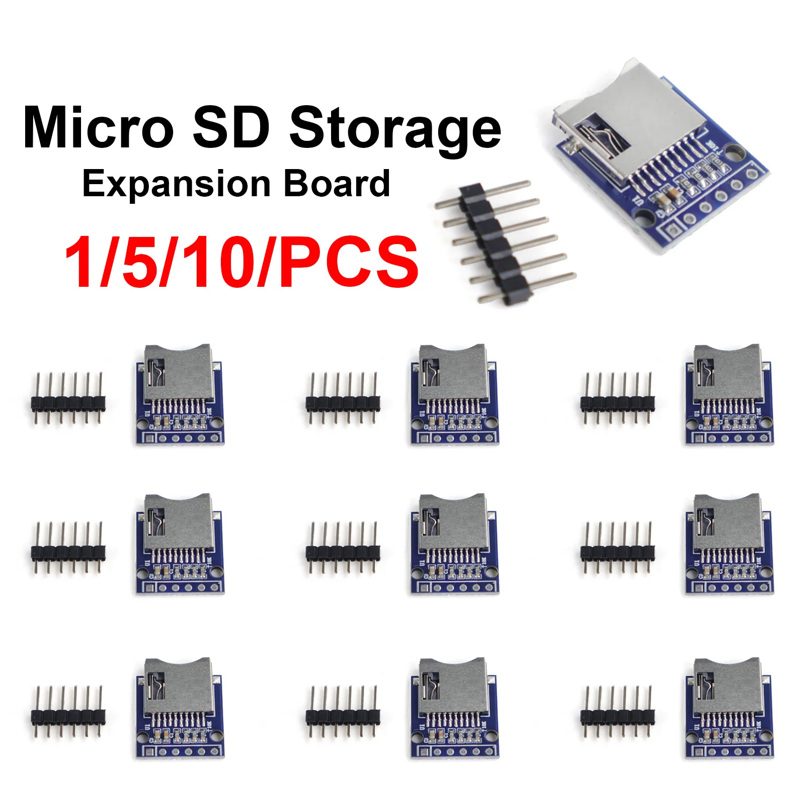 1-10pcs Micro SD Card Module TF Card Reader Data Storage Shield 3.3V Regulator Level Conversion with Pins for Arduino