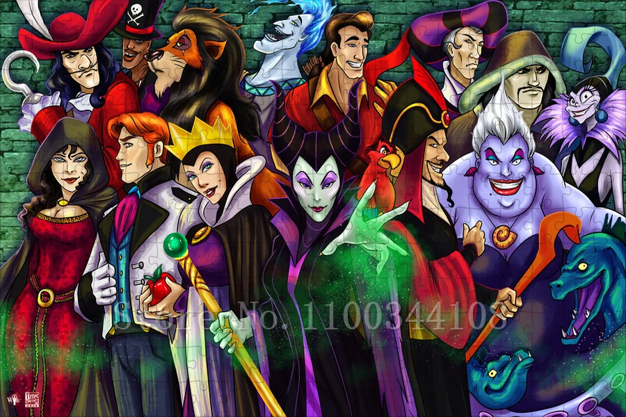 Disney Villains Jigsaw Puzzles 300/500/1000 Pieces Wooden Puzzles for Adults Decompressing Children Educational Toys