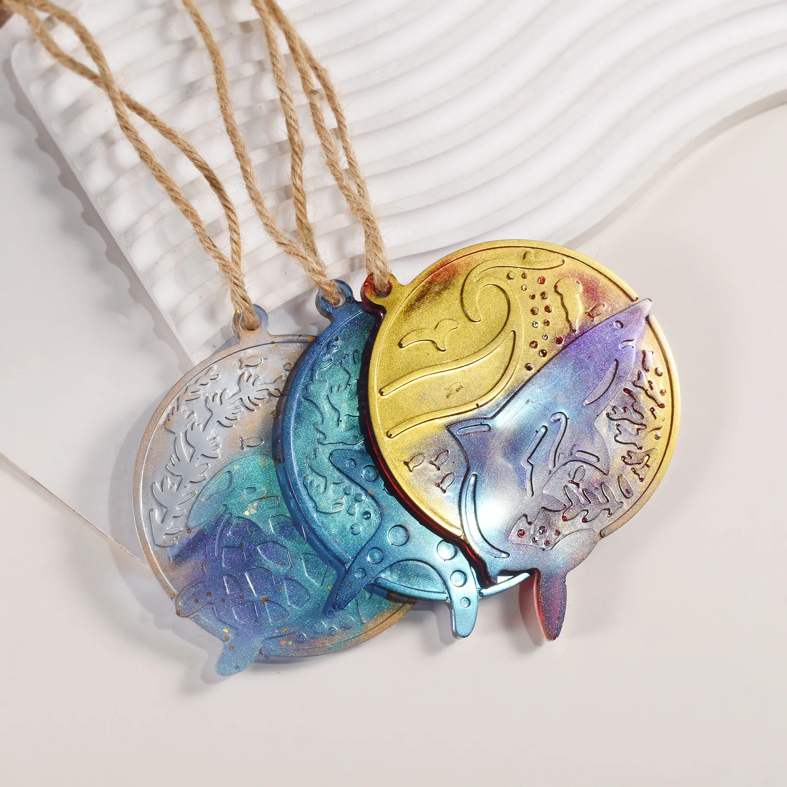 DIY Crystal Epoxy Resin Mold Marine Animal Round Listed Sea Turtle Dolphin Jewelry Pendant Silicone Mould For Resin