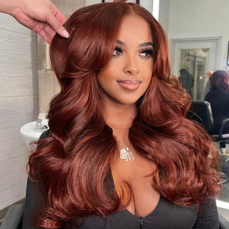 

#33 Body Wave HD Lace Wig 13x6 Human Hair 100% Reddish Brown Virgin Brazilian Hair 13x4 HD Lace Frontal Wig Pre Plucked Hairline
