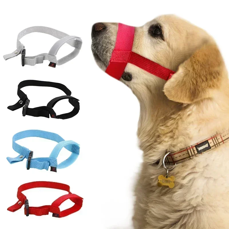 Adjustable Dog Muzzle Soft Nylon Straps Mask Anti-biting Stop Barking Mouth Cover Breathable Mouth Muzzle for Dogs Pet Supplies