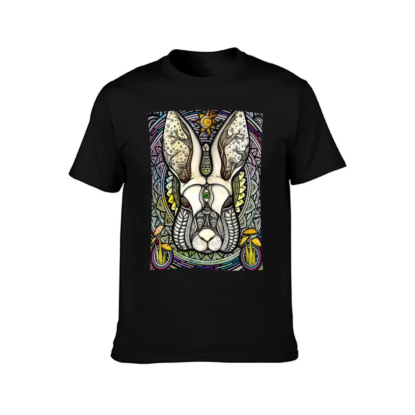 Trippy Psychedelic Rabbit T-Shirt Fashion Pattern Printed Tee Shirt T-Shirt