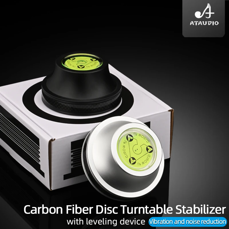 ATAUDIO HiFi LP Vinyl Records Carbon Fiber Disc Stabilizer Aluminum Alloy Vinyl Equipment Turntables Weight for Player Turntable