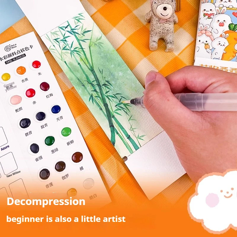 12/20 Sheets Children Watercolor Coloring Book Painting Paper With Water Brush Student Gouache Graffiti Picture Coloring Drawing