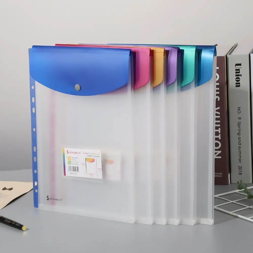 6 pcs Simple Design PP Binder Folders A4 Clear Punched Pockets Loose Leaf Large-Capacity Label Loose-Leaf Home Office