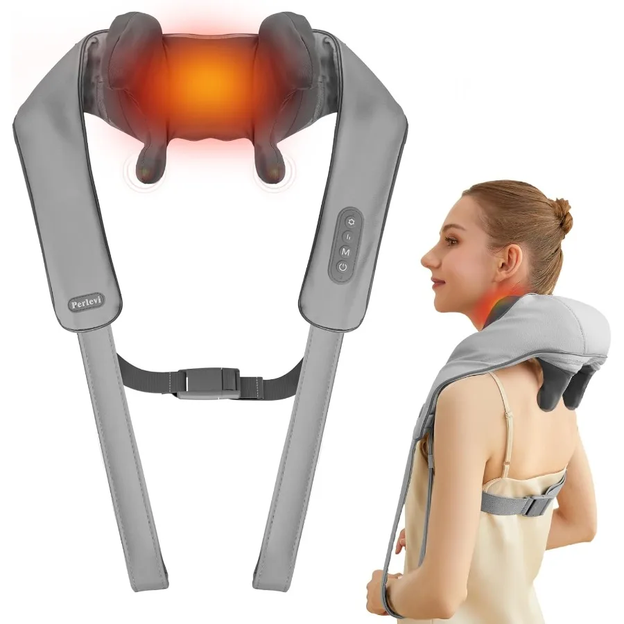 

Cordless Rechargeable Neck and Shoulder Massager with Heat for Deep Tissue Shiatsu Kneading Massage Ideal for Pain Relief in Of