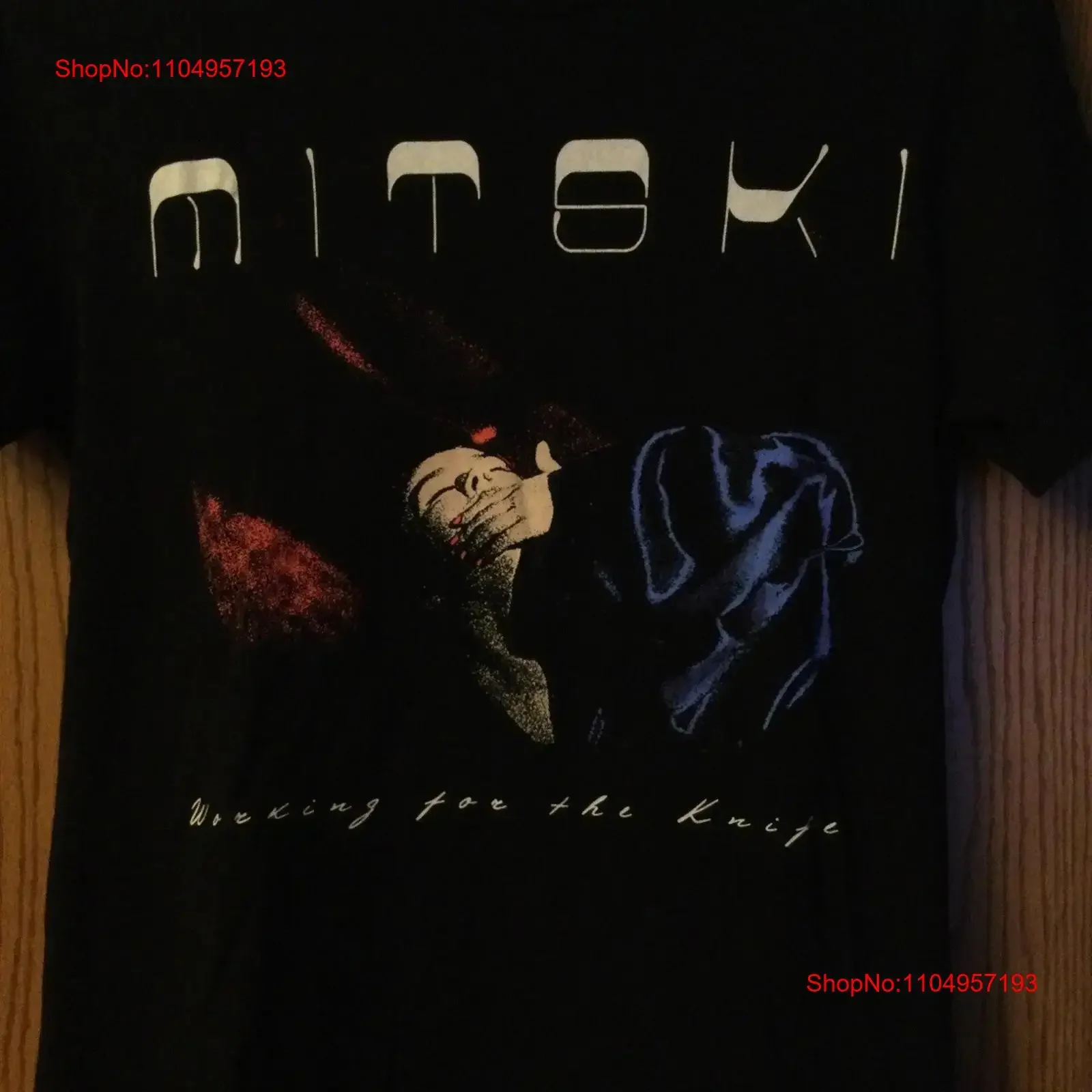 ميتسكي المغني الأمريكي كاتب الأغاني العمل للسكين الأسود تي شيرت L خمر غسلها للارتداء اليومي تنفس لينة #1