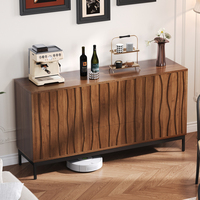 Sideboard 150cm Oak Dark Grained, 3 Drawers, Kitchen Cabinet, Mid Century Modern Decorative Cabinet for Kitchen, Living Room