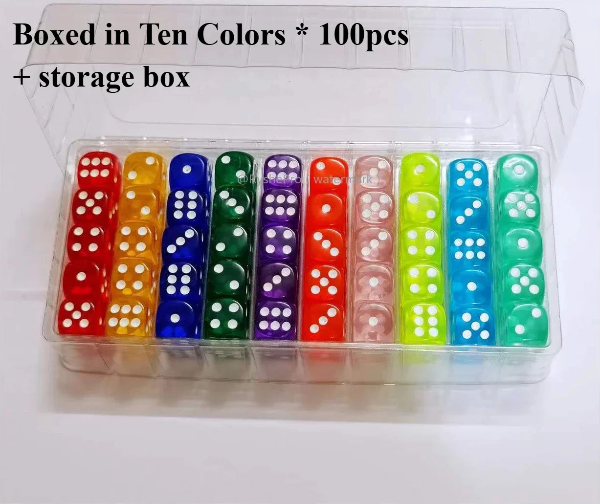 100 Stück farbige Würfel, 14 mm, 6-seitig, mit Acrylmaterial, Standard-Spielwürfel-Set für Brettspiele, Partys, Klassenzimmer, Mathewürfel
