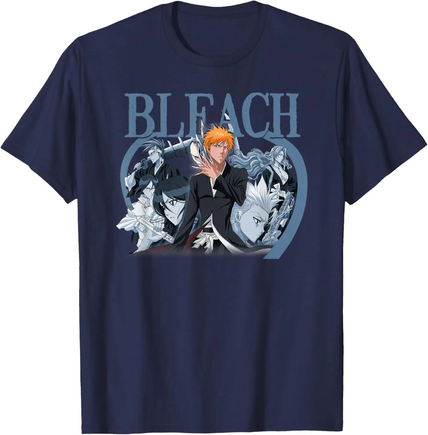 Bleach Ichigo with Blue Toned Group Color Anime T-Shirt S-6XL