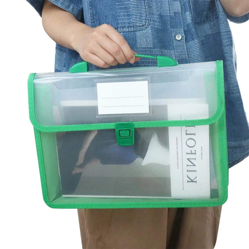 1 Pc PP File Wallet Document Bag File Storage Bag Accordion File Pouch Home Organization With Button Office Supplies