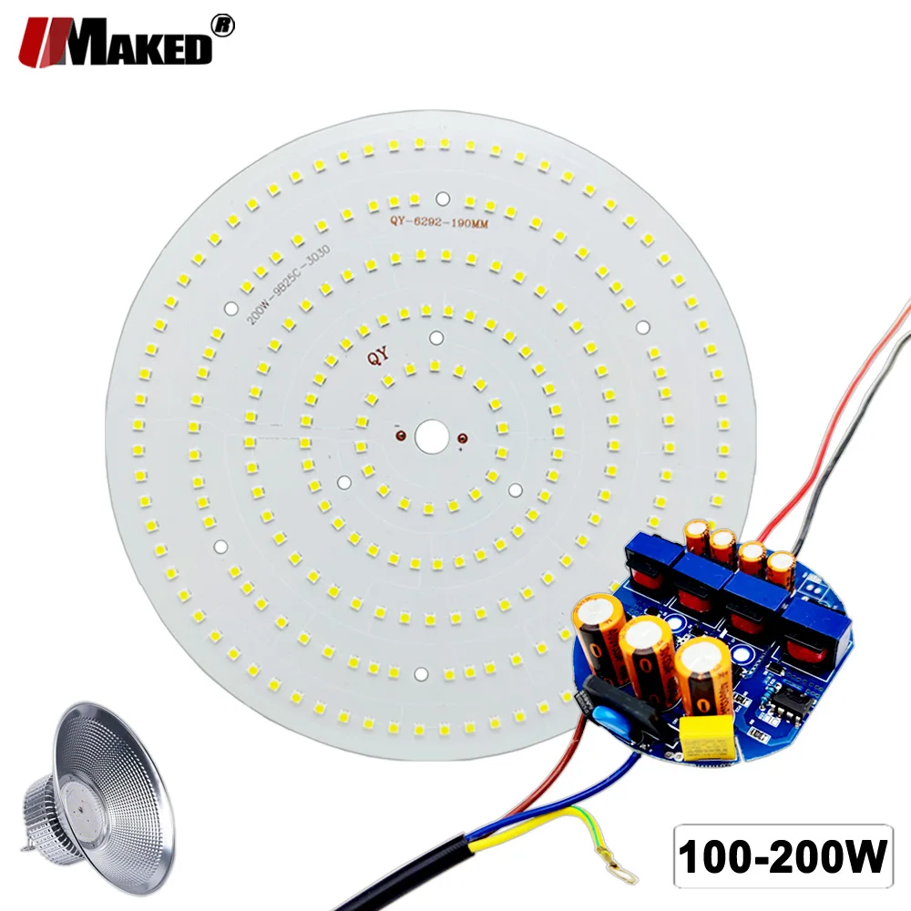 1Set LED High Bay Light Plate+Driver 100W 150W 200W 220V For Warehouse Garage Light Commercial Industrial Lamps Replace DIY Kits