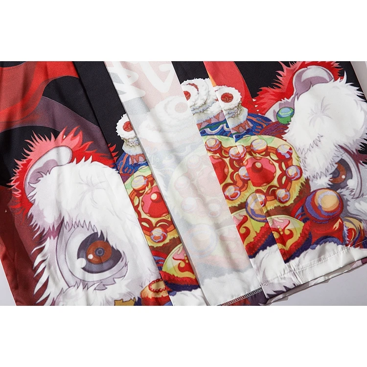 بلوزة ليون كيمونو للنساء والرجال فضفاضة كبيرة الحجم ملابس يابانية هاراجوكو تريند بيتش