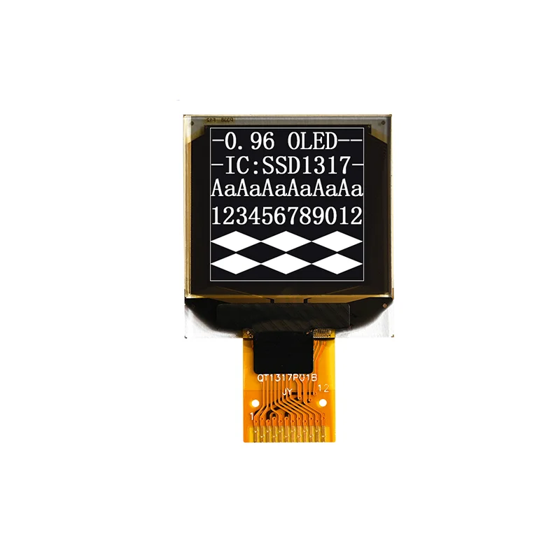 Módulo de exibição OLED com luz branca, interface SPI, driver SSD1317, 12Pin, resolução 96x96, 0, 96 Polegada