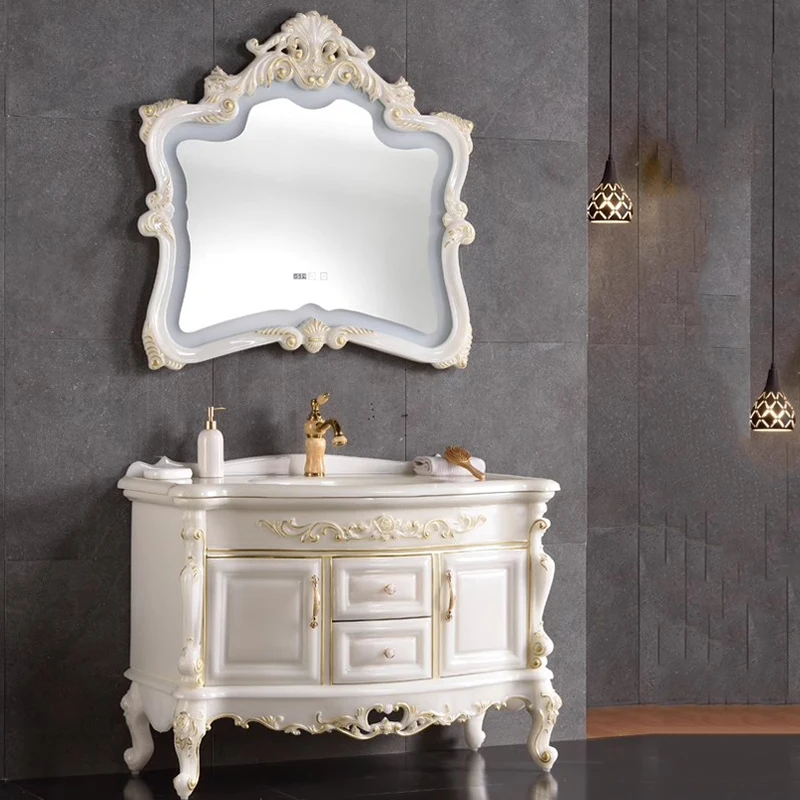 

European Jade Bathroom Cabinet Combination Light Luxury Integrated Floor Cabinet Wash Basin Armadio Bagno Bathroom Furniture