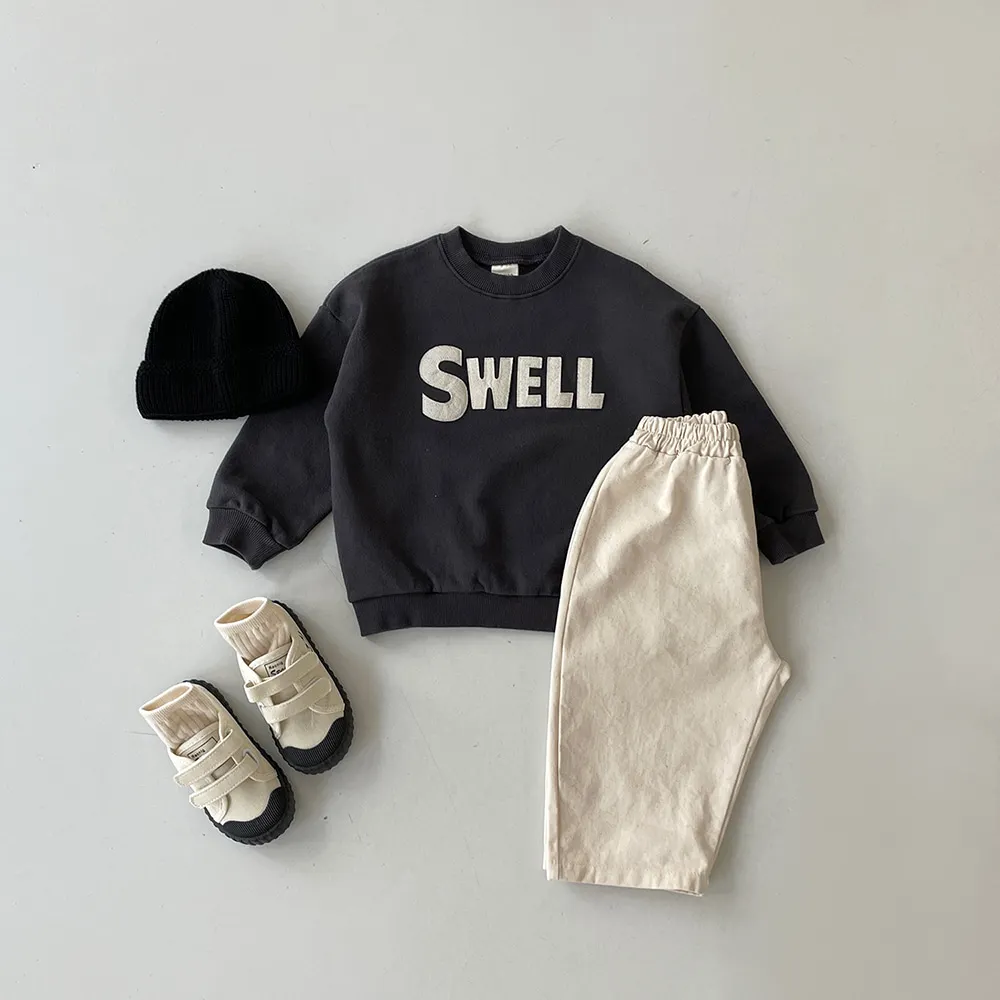 Autumn South Korea New Newborn Boys and Girls Letter Printed Long Sleeve Pants Set Casual Home Comfortable Two Piece Sports Set