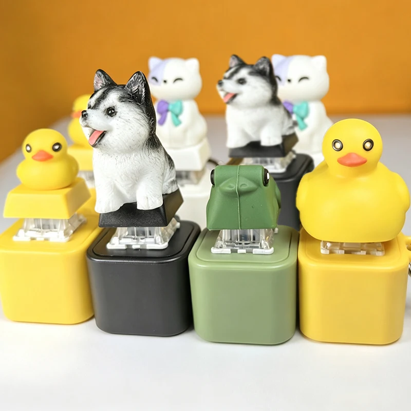 Anti Stress Luminous Dog Fidget Button Keychain LED Glowing Rechargeable Sounding Keyring Cute Cartoon Animal Clicker Toy Gift