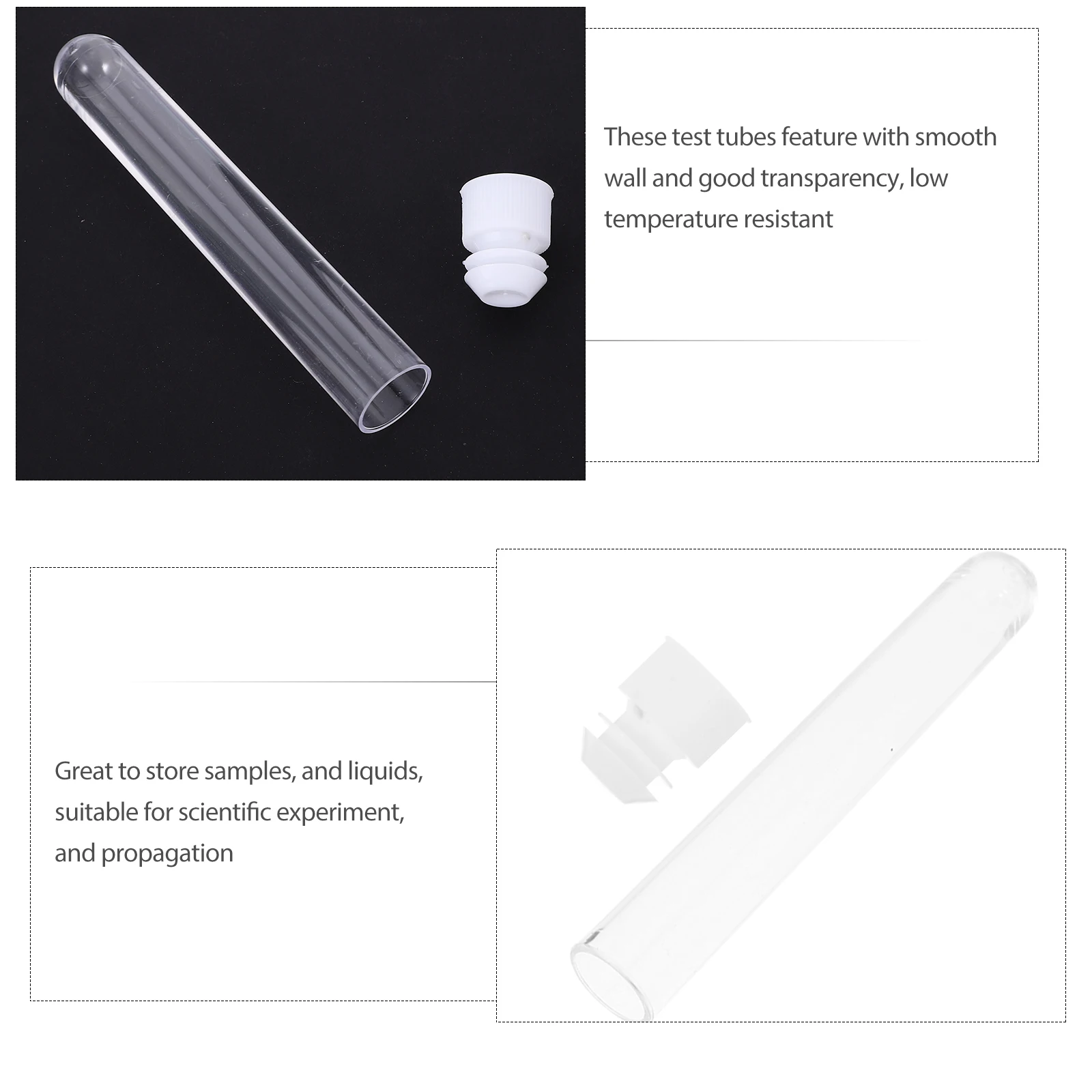 

50pcs 16X100Mm Clear Plastic Test Tube Premium Durable Hard Shell Leak-Proof Containers For Travel Lotion Gel Storage
