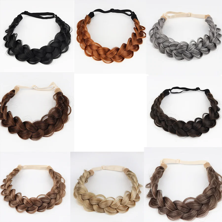 Braided Headbands Hair Piece Synthetic Hair Hoops Head Bands  Braid Hairband Accessories Elastic Stretch
