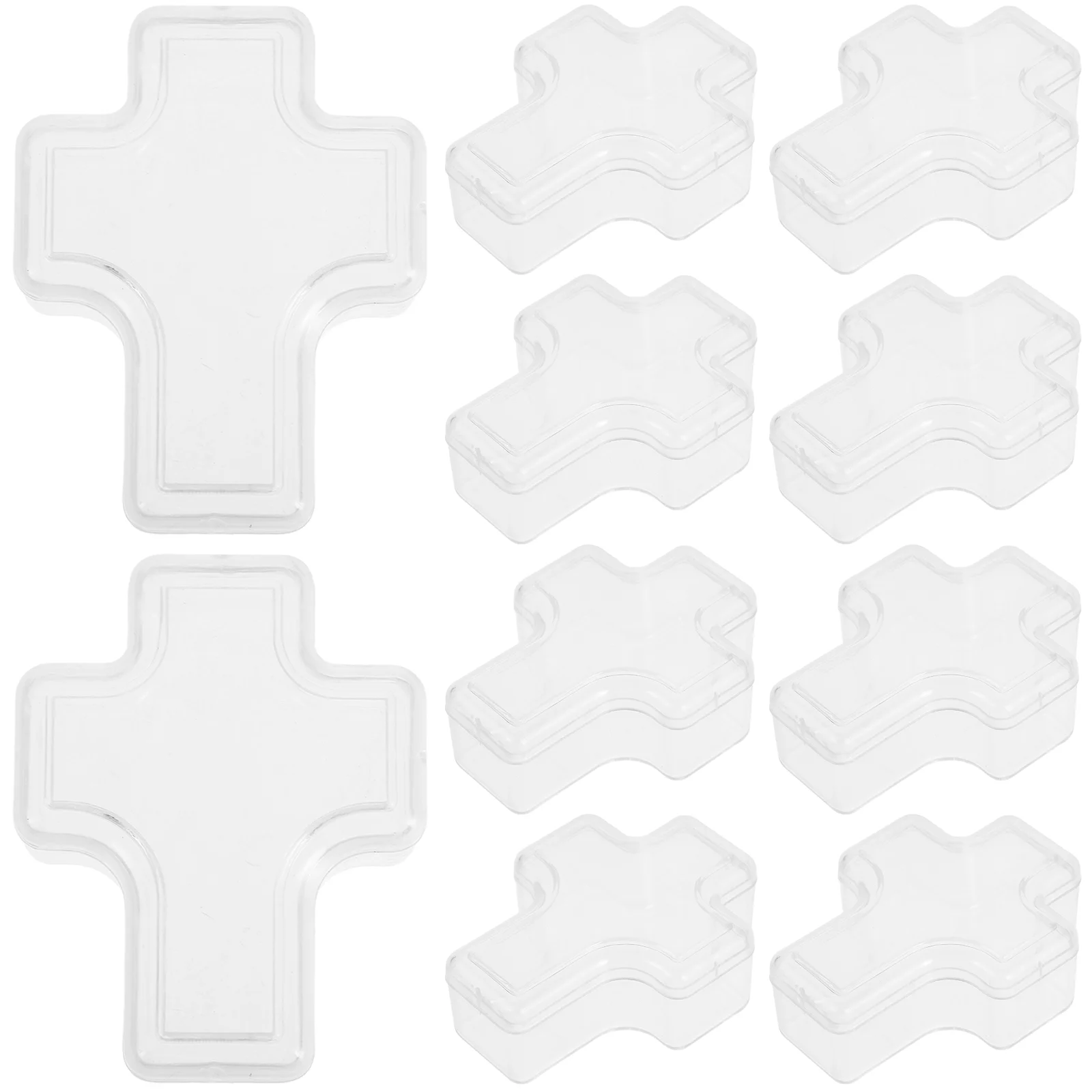 

10pcs Clear Cross Shaped Box Transparent Plastic Trinket Case Jewelry Organizer Cross Shaped Storage Box Plastic Earring Necklac