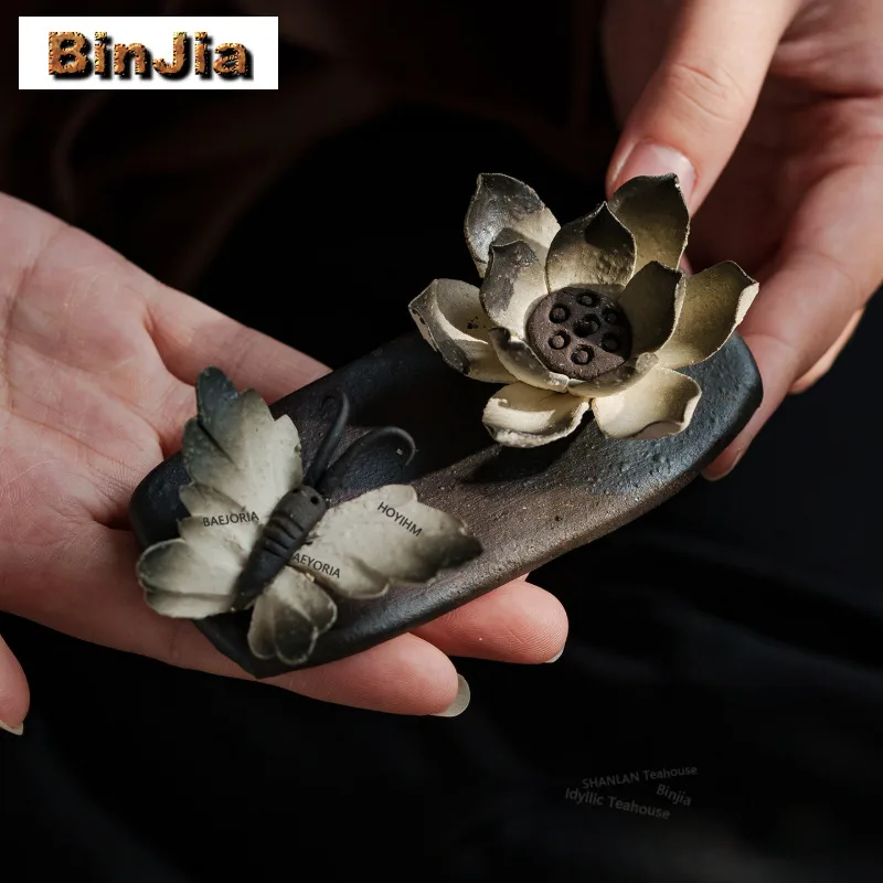 Handcrafted Lotus Flower Ceramic Incense Holder Incense Waterfall Incense Burners Aromatherapy Censer Tea Ceremony Ornaments