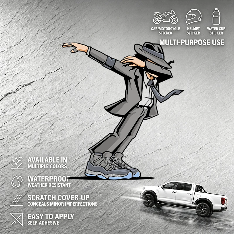 Waterproof Self-Adhesive Scratch Cover-Up Vinyl Sticker Cool Dabbing Man Graphic Durable for Car Motorcycle Helmet Decals