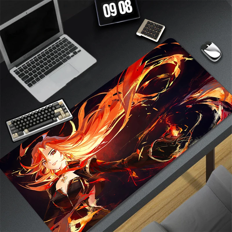 

Mavuika Genshin Impact Flame Mouse Pad Laptop Anime Sexy Girl Mousepad Gaming Keyboard Rug PC Gamer Cabinet Mousepad XL Desk Mat