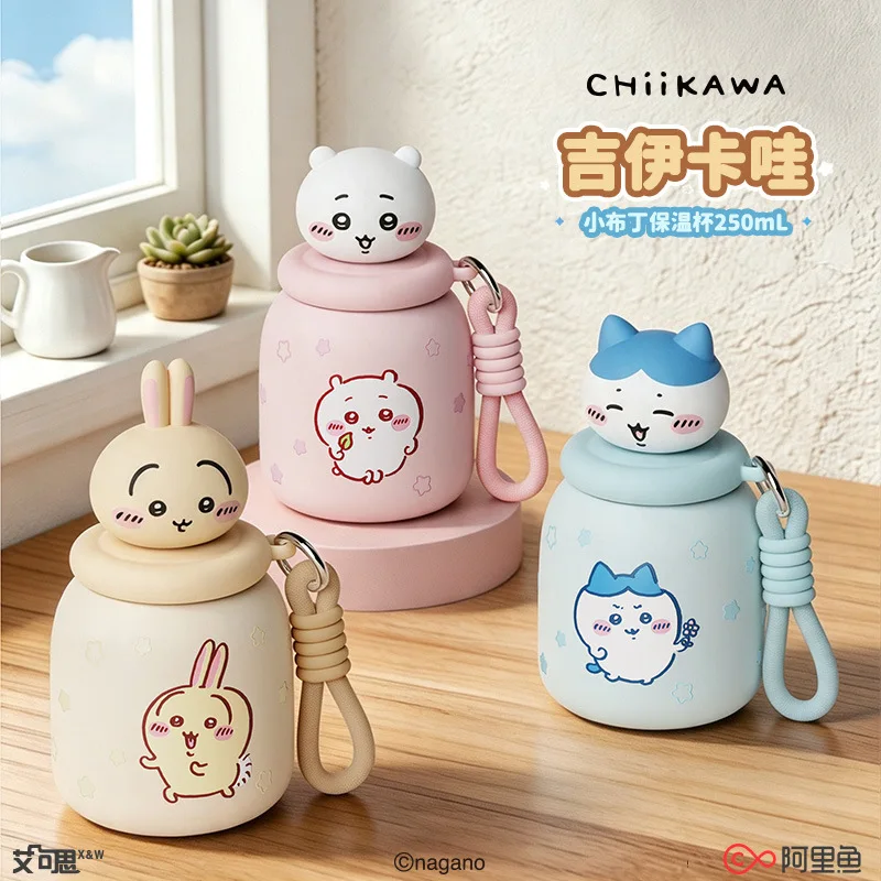 Kawaii Cartoon Chiikawa Thermos Cup Cute Girl Straw Cup Mini Portable Student Water Glass Student Hachiware Usagi