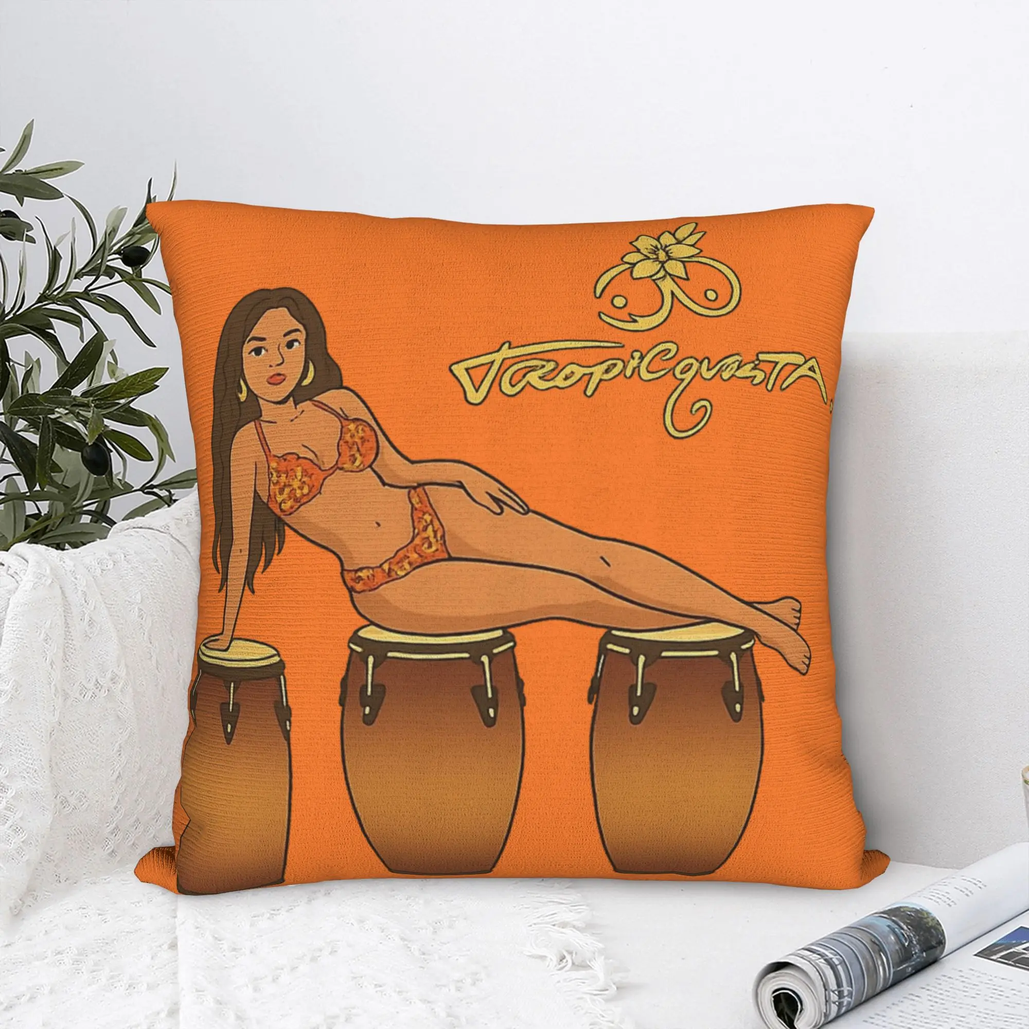 Tropicoqueta Cartoon Karol G Pillowcase Soft Polyester Cushion Cover Decor  Pillow Case Cover Seater Square 45*45cm