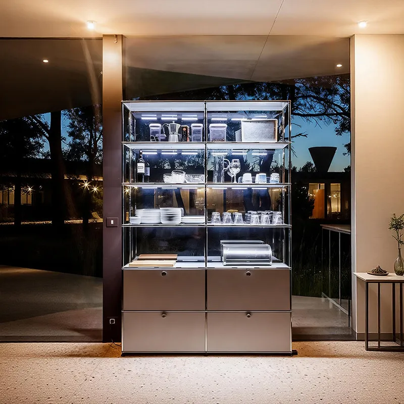 Wine cabinet Living room Exhibition hall Transparent glass cabinet Against the wall Premium sense partition cabinet