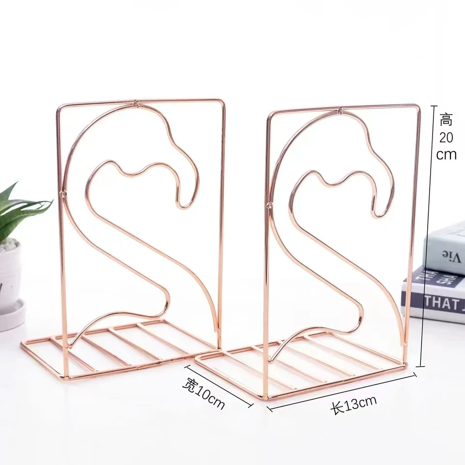 Imagem -06 - Bookends Metal Criativo Cacto Flamingo em Forma de Amor Organizador de Mesa Suporte de Armazenamento Prateleira Suporte de Ferro para Livros Pcs por Par