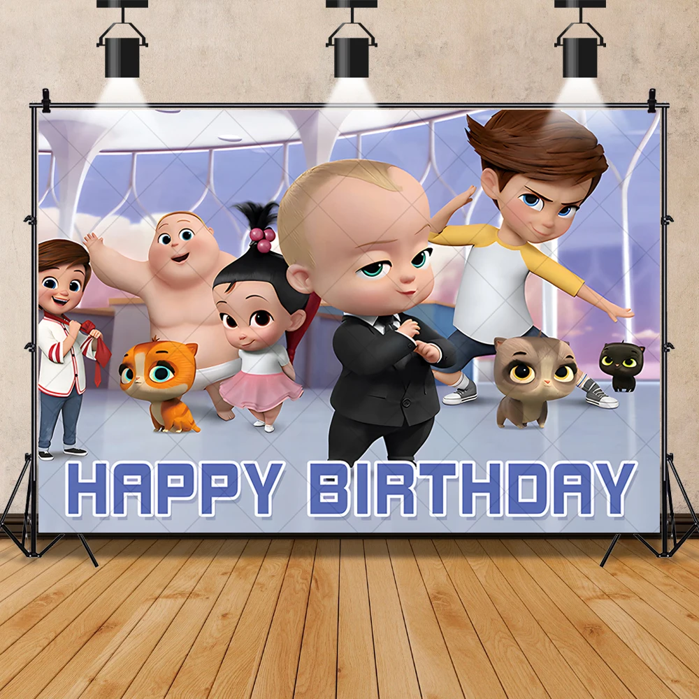 The Boss Baby Newborn 1st Birthday Backdrop Party Decor Photography Background Kids Portrait Photographic Cake Table Decor Props