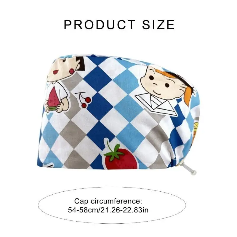 A52E 우아한 프린트 모자 닥터 모자 코튼 스웨트밴드 모자 유니섹스 스크럽 병원 모자