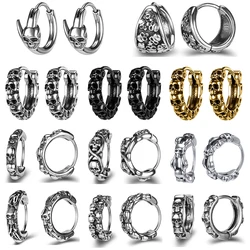 ZS Stainless Steel Earring Jewelry Punk Rock Black Earring Women Skull Hoop Earring Skull Round Earring Men Piercing Jewelry