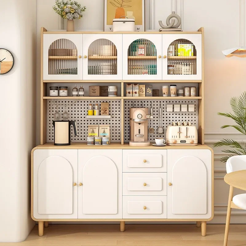 Log cream style dining side cabinet, integrated locker against the wall, kitchen guest dining room multi-functional storage