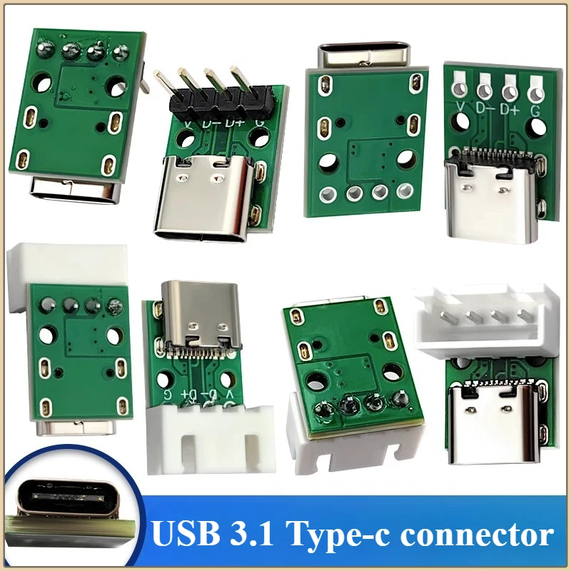 5Pcs USB 3.1 Type C Connector 16 Pin Test PCB Board Adapter 16P Connector Socket For Data Line Wire Cable Transfer