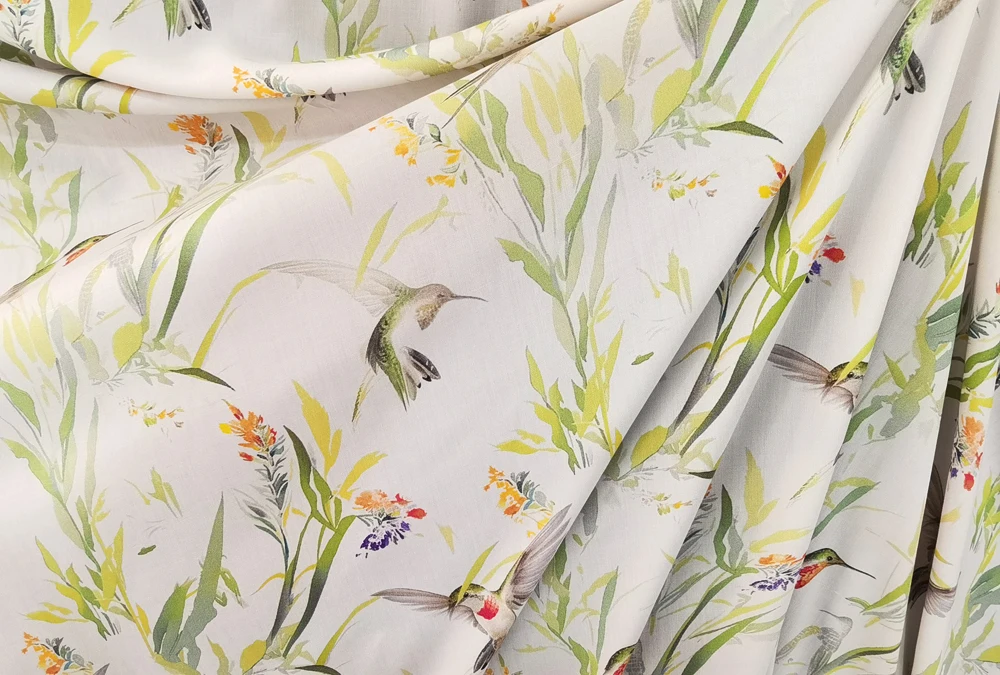 1 Meter x 1,4 Meter Vogelmuster-Material Weicher Viskose-Rayon-Stoff für Sommerkleidung und Näharbeiten – Detail 3