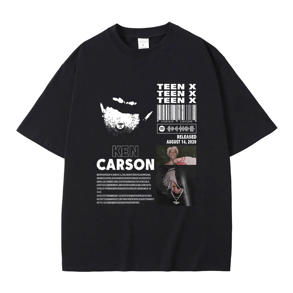 Rapper Ken Carson Teen X Music Album Graphic T-shirt Playboi Carti Opium Print T Shirts Men Women Hip Hop Oversized Streetwear