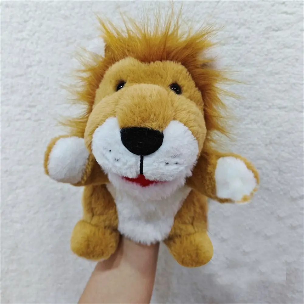 Children Gift Jungle Animal Animal Hand Puppets Movable Mouth Monkey Leopard Plush Hand Doll Elephant Lion Soft Plush Preschool