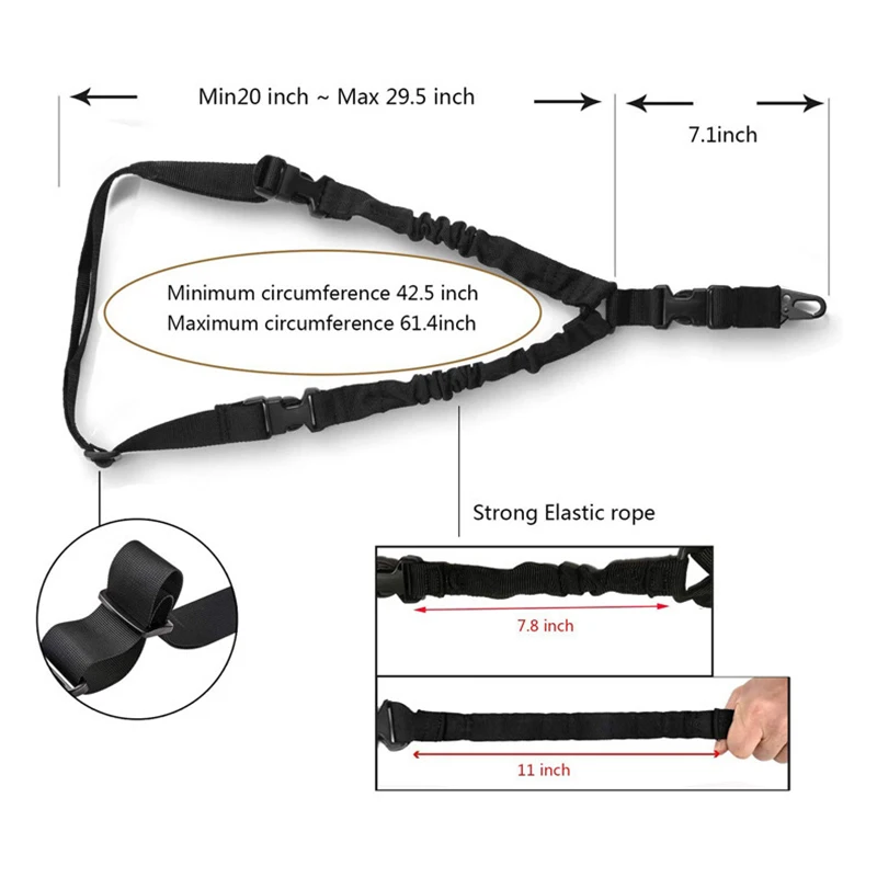 Tactical Gun Sling Military Shooting Adjustable 3 Point Bungee Airsoft Rifle Strapping Belt Hunting Hiking Accessories