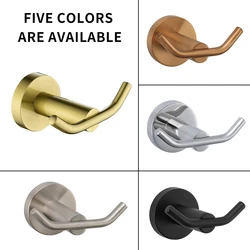 Brushed Gold/Chrome/Black/Brushed Bathroom Robe Hook Towel Robe Coat Hat Door Hanger Double Hooks Stainless Steel Rose Gold