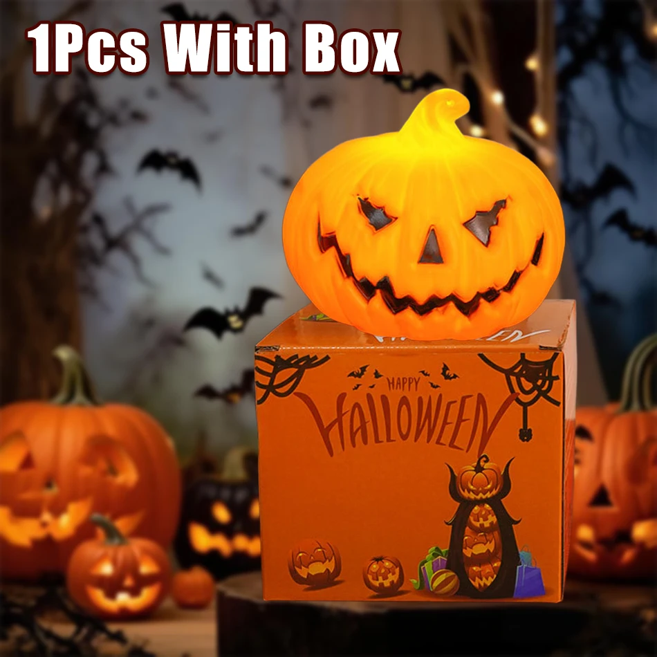 Luzes de abóbora LED para Halloween, Jack-O'-Lantern, pequenas luzes de chá cintilantes laranja, para Halloween, decorações de festival de outono