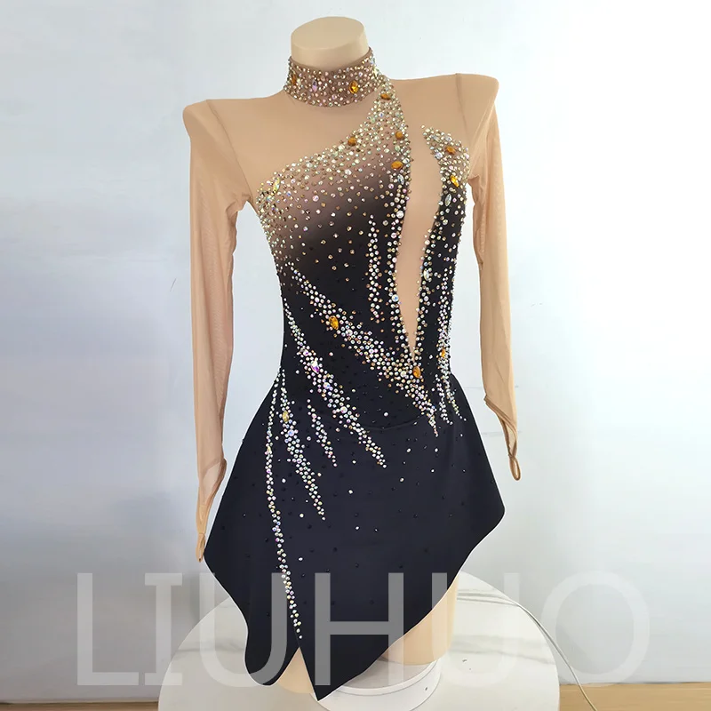 LIUHUO Ice Figure Skating Dress Girls Women Teens Stretchy Spandex Competition Wholesale