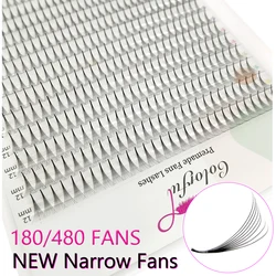 Narrow Fans Eyelashes 5D 6D 7D 8D Big Tray 180/480 Fans Premade Fan Eyelash Extension Pointed Base Russian Fan Ready Made Lashes