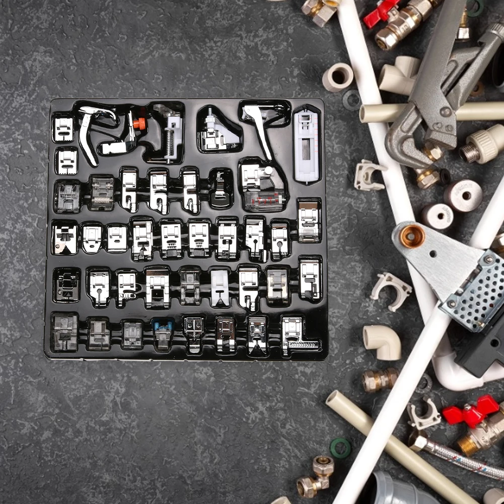 

42 шт., профессиональная бытовая лапка для швейной машины с направляющей по краям, домашний инструмент с набором упаковочных коробок для всех певцов с низким хвостовиком