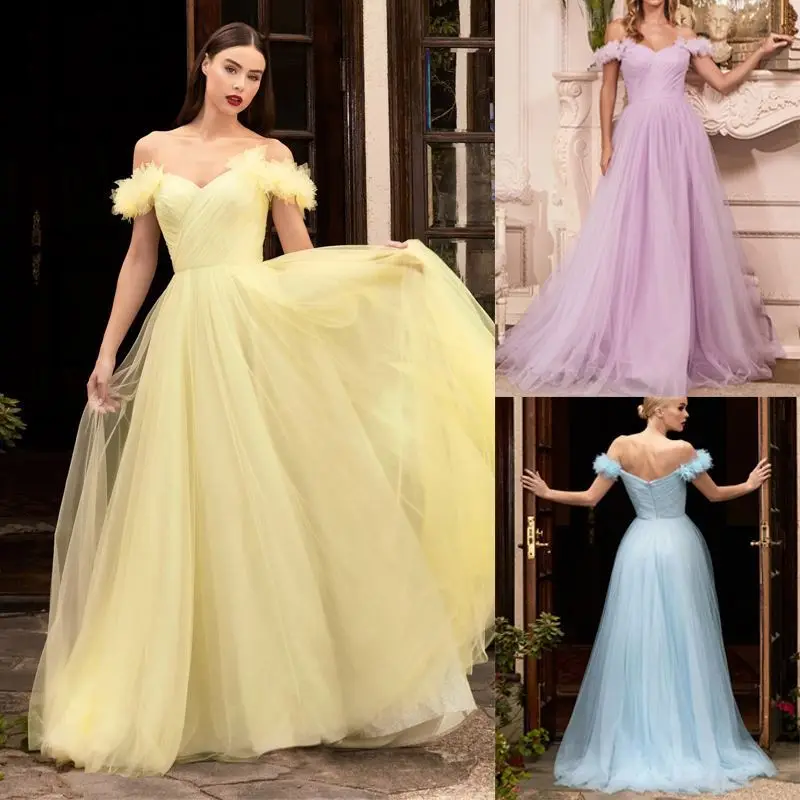 

Long Dress Party V-neck Off The Shoulder Evening Dress Yellow Purple Blue Sexy Elegant Evening Gown Custom Made Robe De Soiree