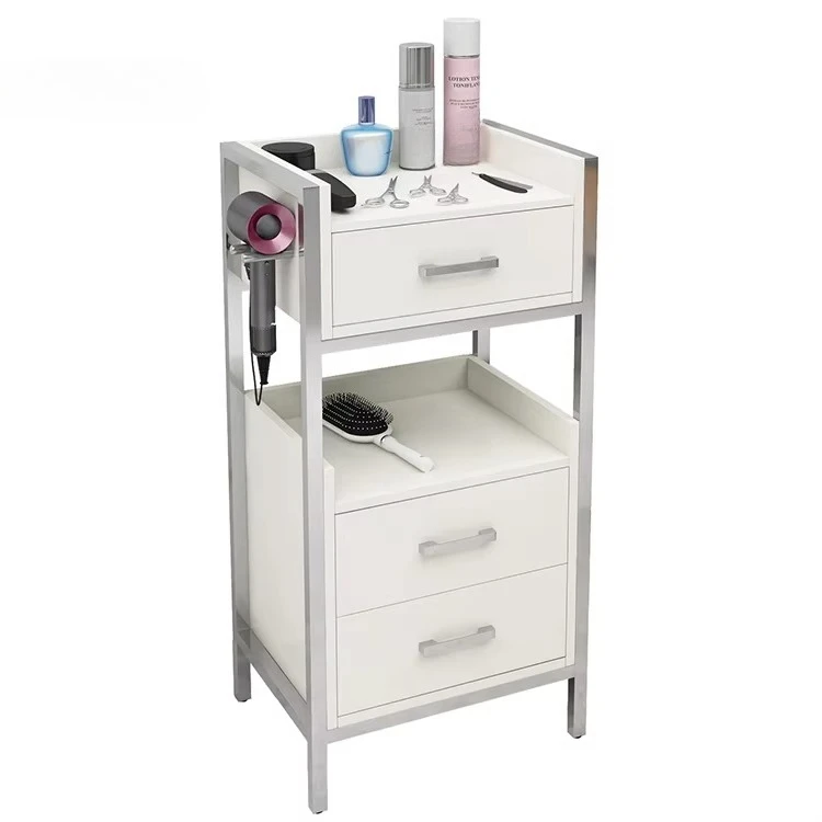 خزانة صالون الشعر من Beauty SPA ذات أدراج ذهبية وردية مع عجلات