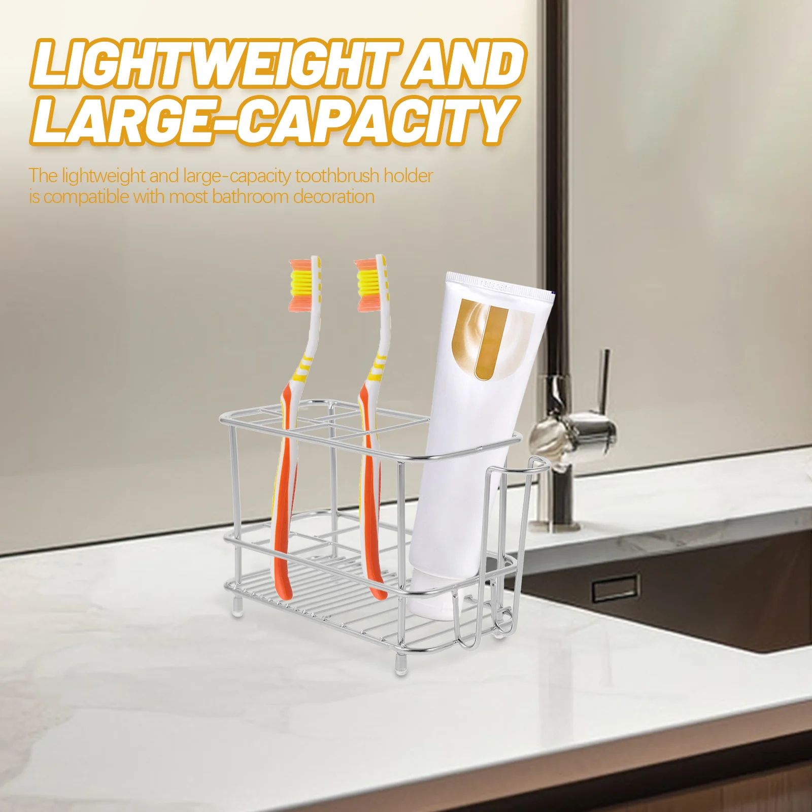 حامل فرشاة الأسنان من الفولاذ المقاوم للصدأ لكونترتوب الحمام مع 4 فتحات منظم معجون الأسنان متعدد الوظائف حامل اللوازم المنزلية