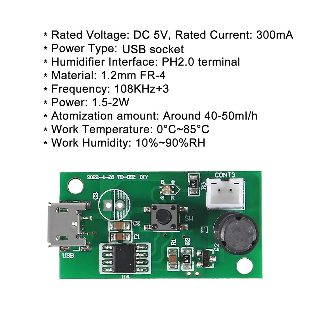 Air Quality Improvement 35mm*19mm Atomization Module High Frequency Humidifier Module Humidifier Circuit Board