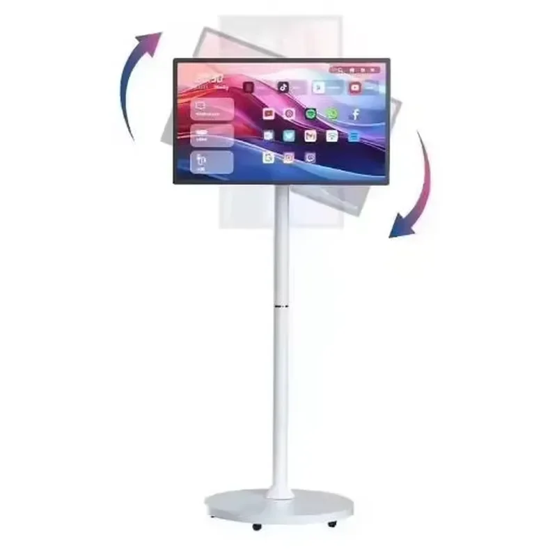 24 Inch Android Interactive Touch Screen Por Digital nage Display with ed Mobile Stand Wheels for